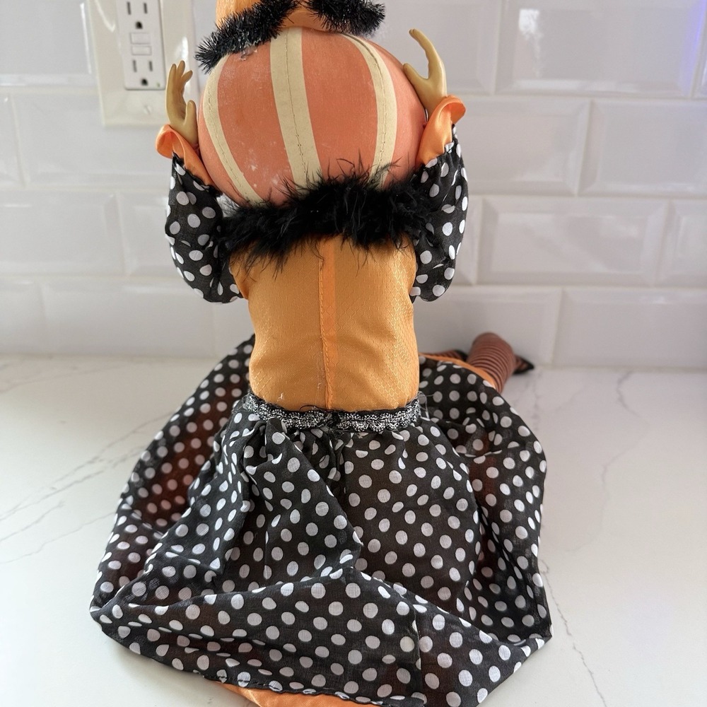 2014 Halloween Pumpkin Witch Bat Joe Spencer Shelf Sitter Folk Art Holiday - Picture 9 of 10